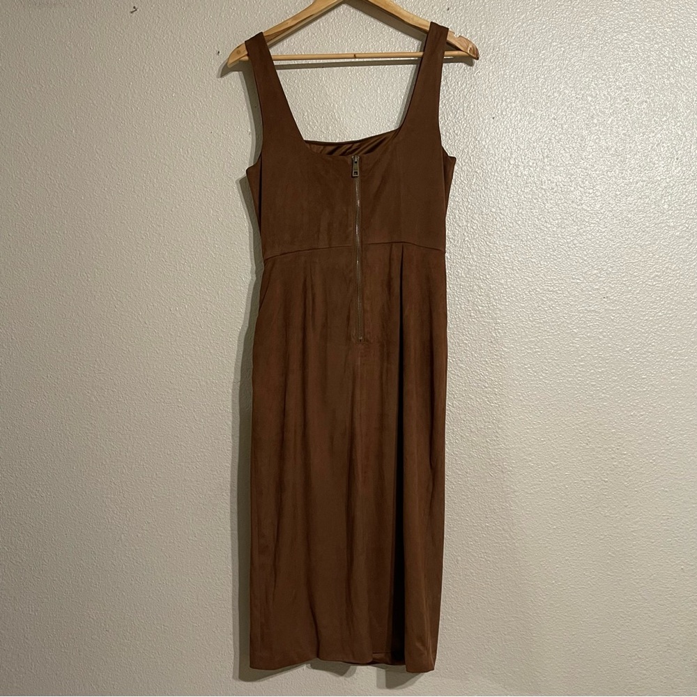 Steve Madden Milo‎ Micro Suede Brown Midi Dress - Picture 4 of 16